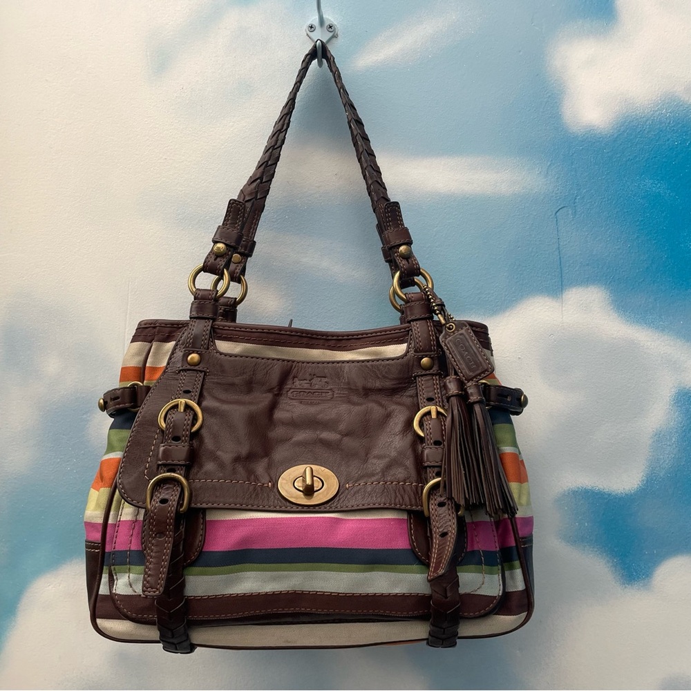 Coach Multicolor Striped Shoulder Bag